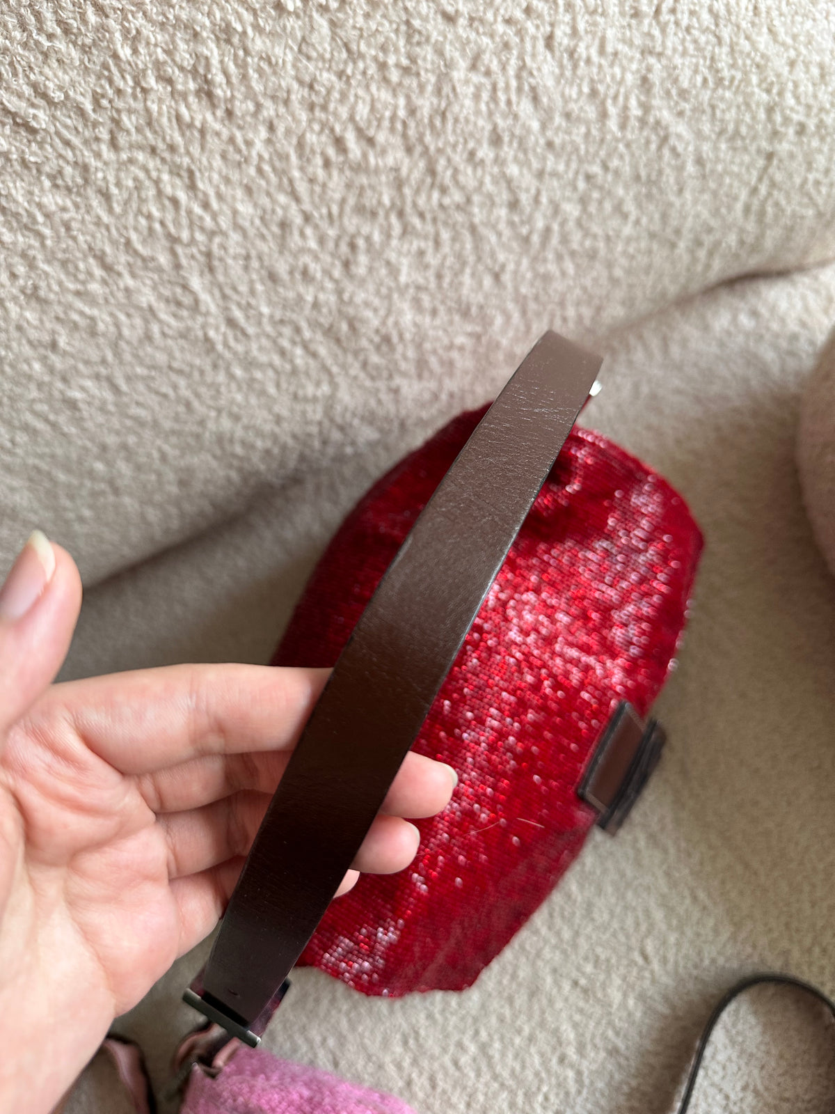 Fendi Red Beaded Sequin Mamma Baguette Archive