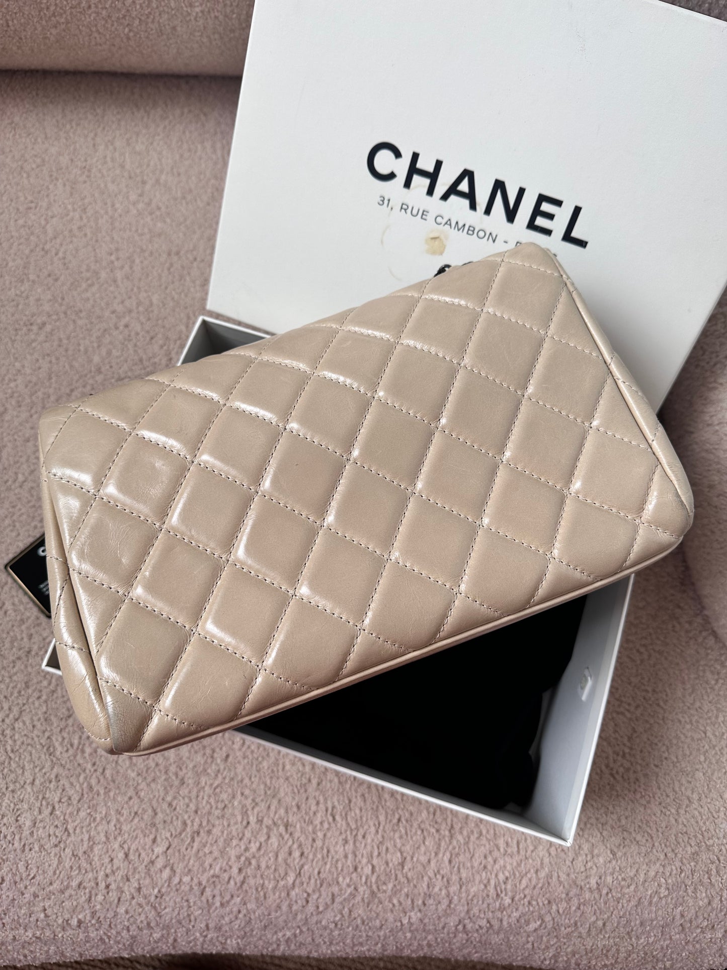Chanel Large Classic Flap Bag Beige Calfskin
