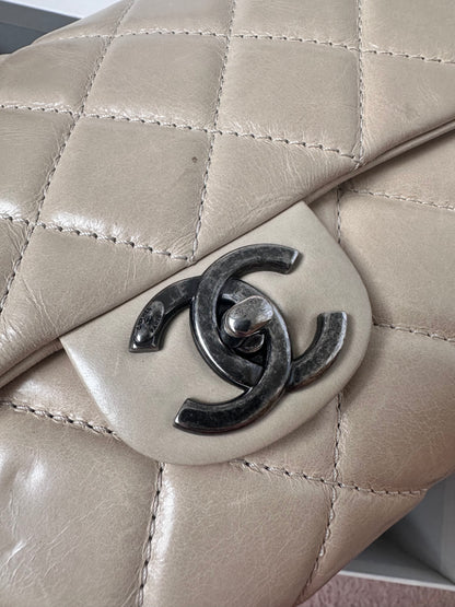 Chanel Large Classic Flap Bag Beige Calfskin