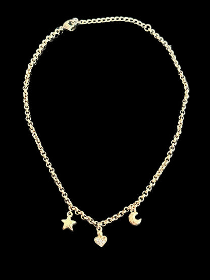 Rare Christian Dior Vintage Gold Plated Charm Necklace