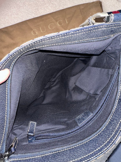 Gucci Canvas Double Pochette Crossbody Messenger Bag
