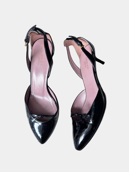 Gucci D’orsay Slingback Kitten Pumps Heels (Size 37.5)