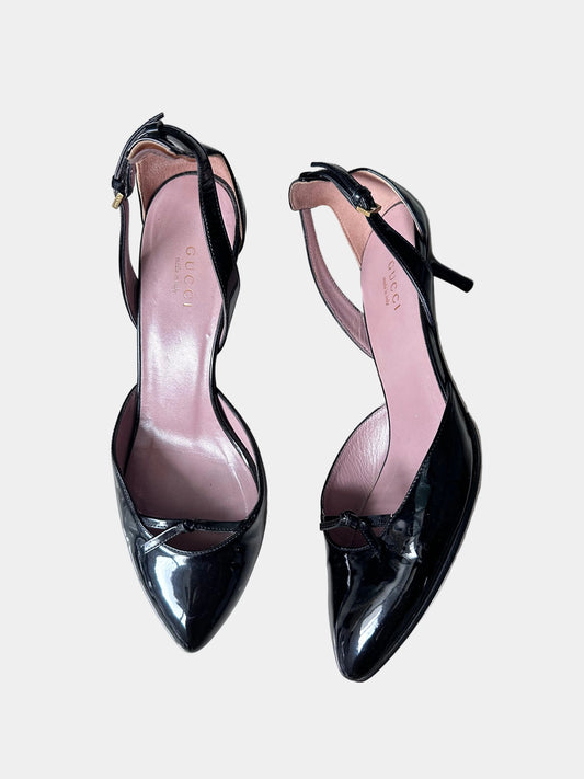 Gucci D’orsay Slingback Kitten Pumps Heels (Size 37.5)
