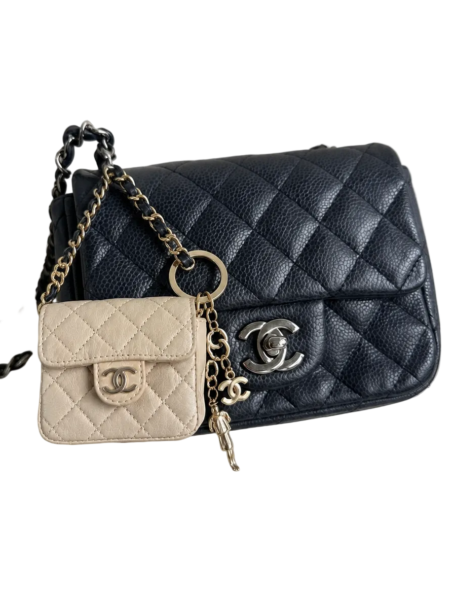 Rare Chanel Vintage Mini Classic Flap Bag Charm Keychain