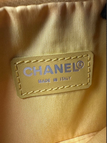 Chanel Travel Line Clutch Pouch Wallet Yellow Canvas