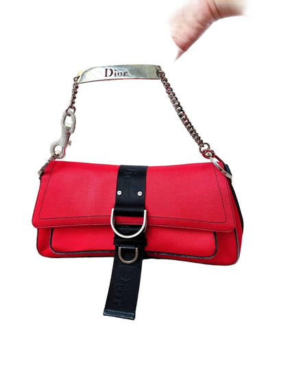 Dior John Galliano Hardcore Medium Hobo Shoulder Bag Crystal Logo