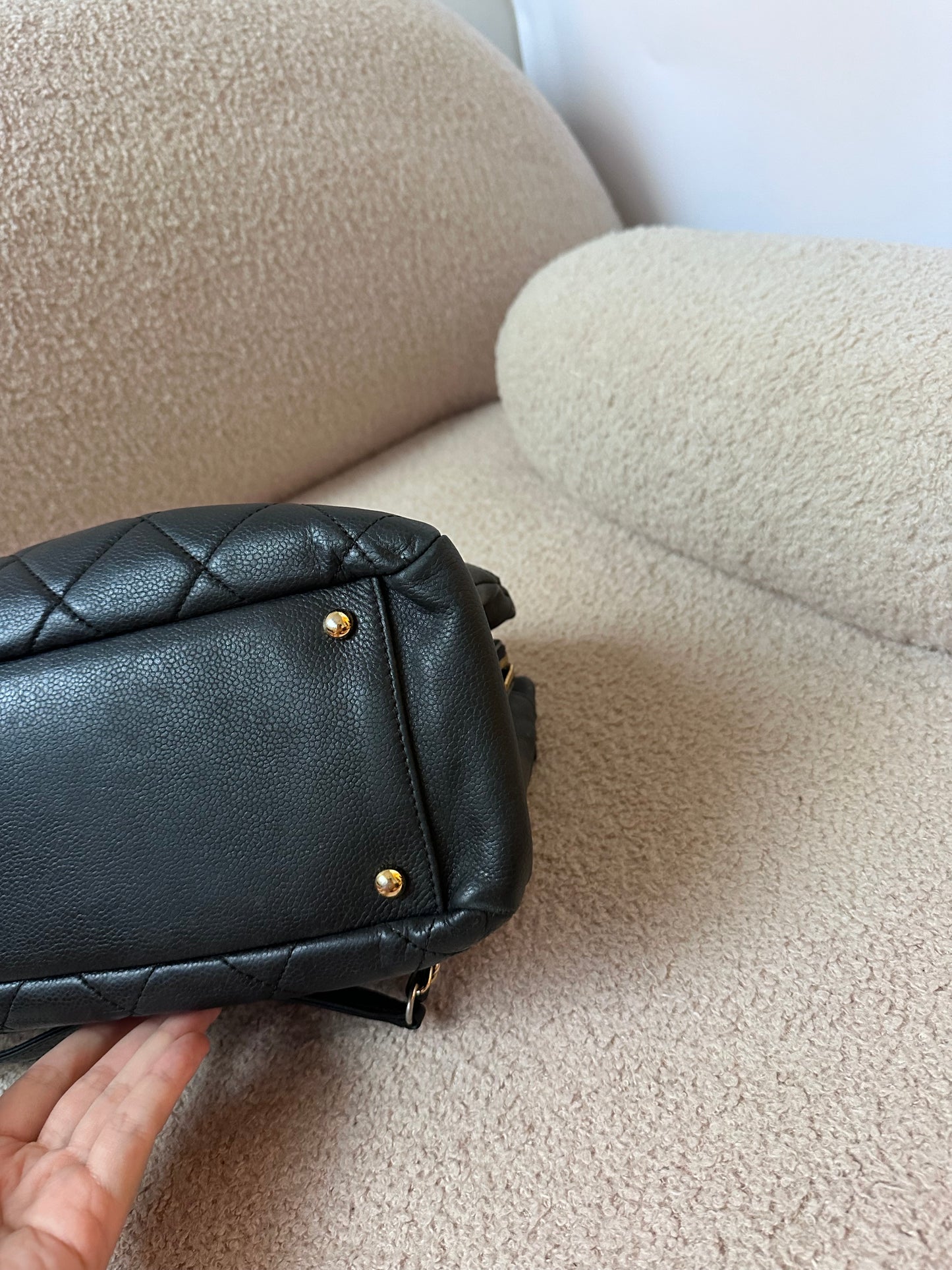 Chanel Caviar Bowling Shoppers Tote Bag - Black Gold Hardware