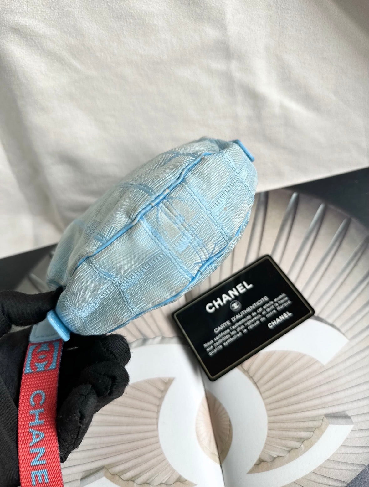 Chanel Blue Travel Line Round Zip Pouch