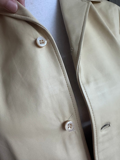 Prada 100% Leather Short Sleeve Collar Shirt Top