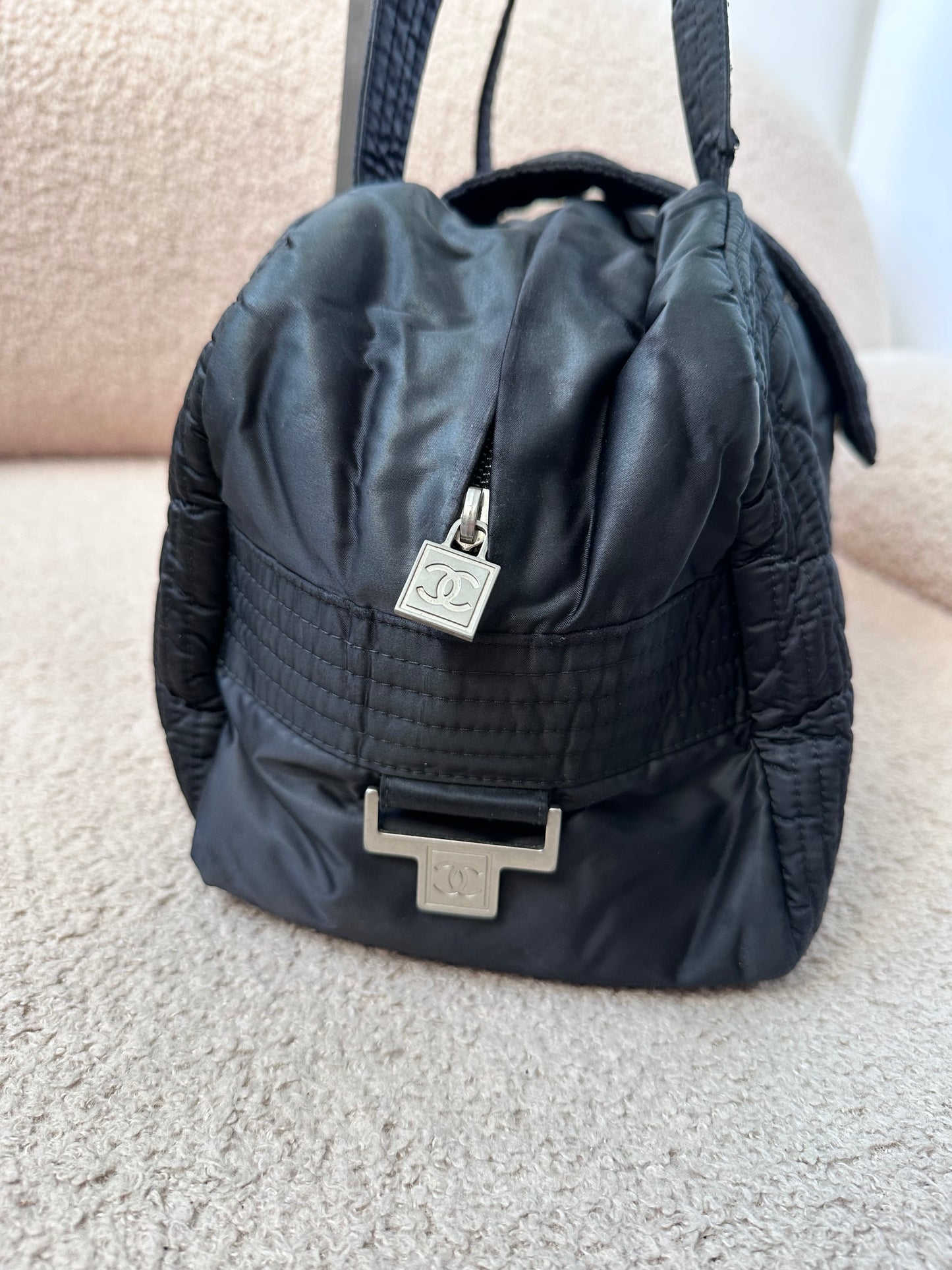 Rare Chanel 2005-2006 Black Nylon Sport Line Travel Bag