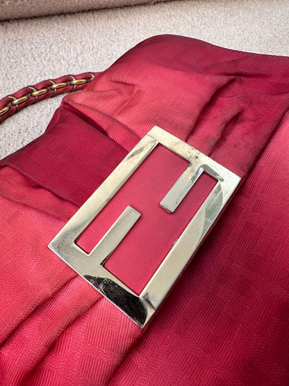 Fendi Mamma Baguette Red Fabric / Gold FF Hardware