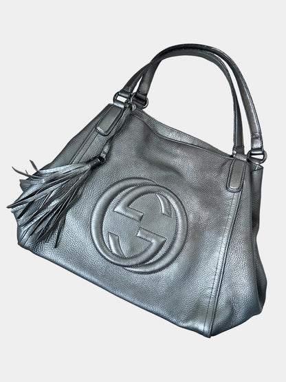 Gucci Large Soho Hobo Shoulder Bag Metallic Grey