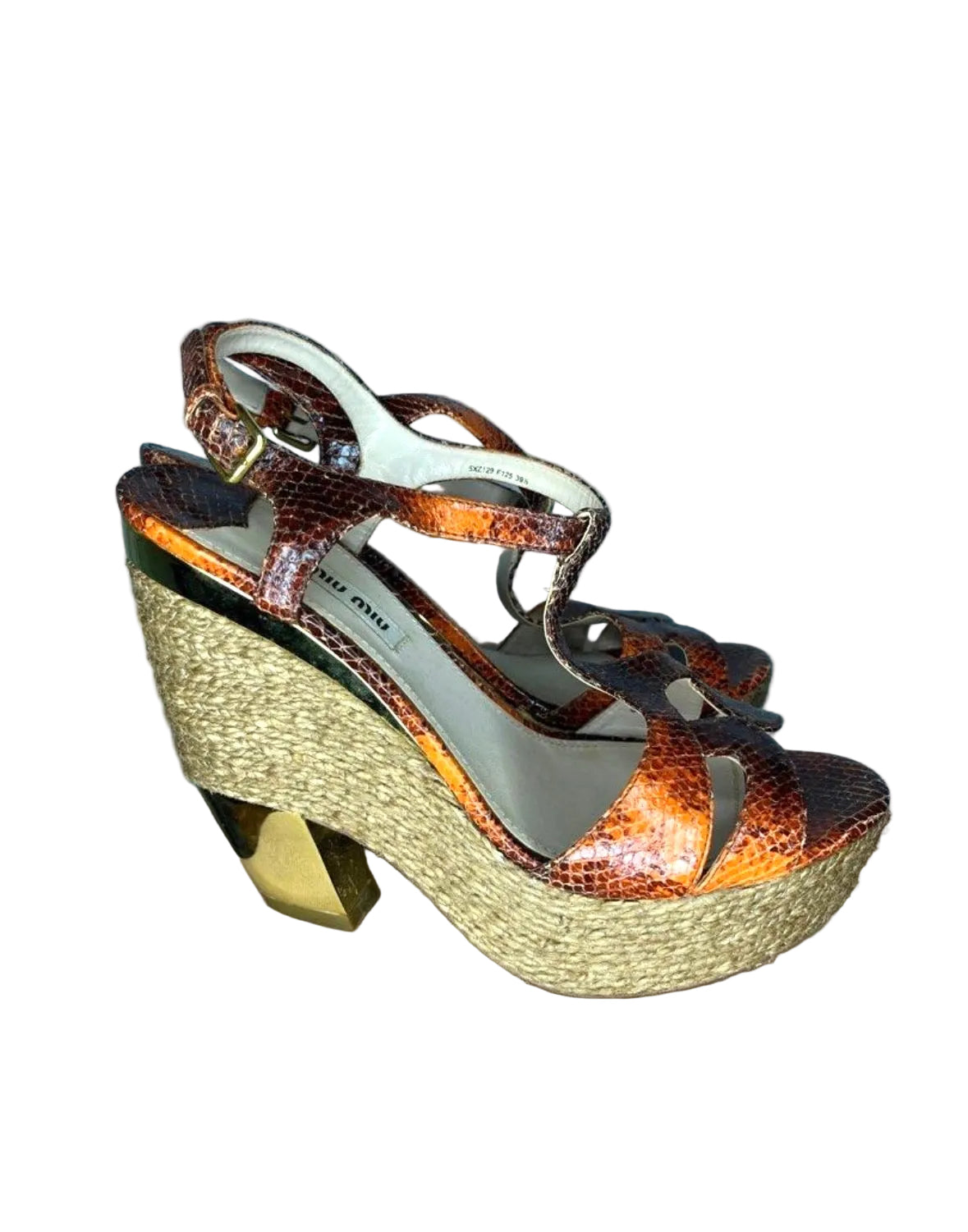 Miu Miu Ombre Python Archive Strap Heels