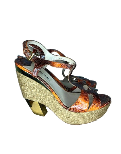 Miu Miu Ombre Python Archive Strap Heels