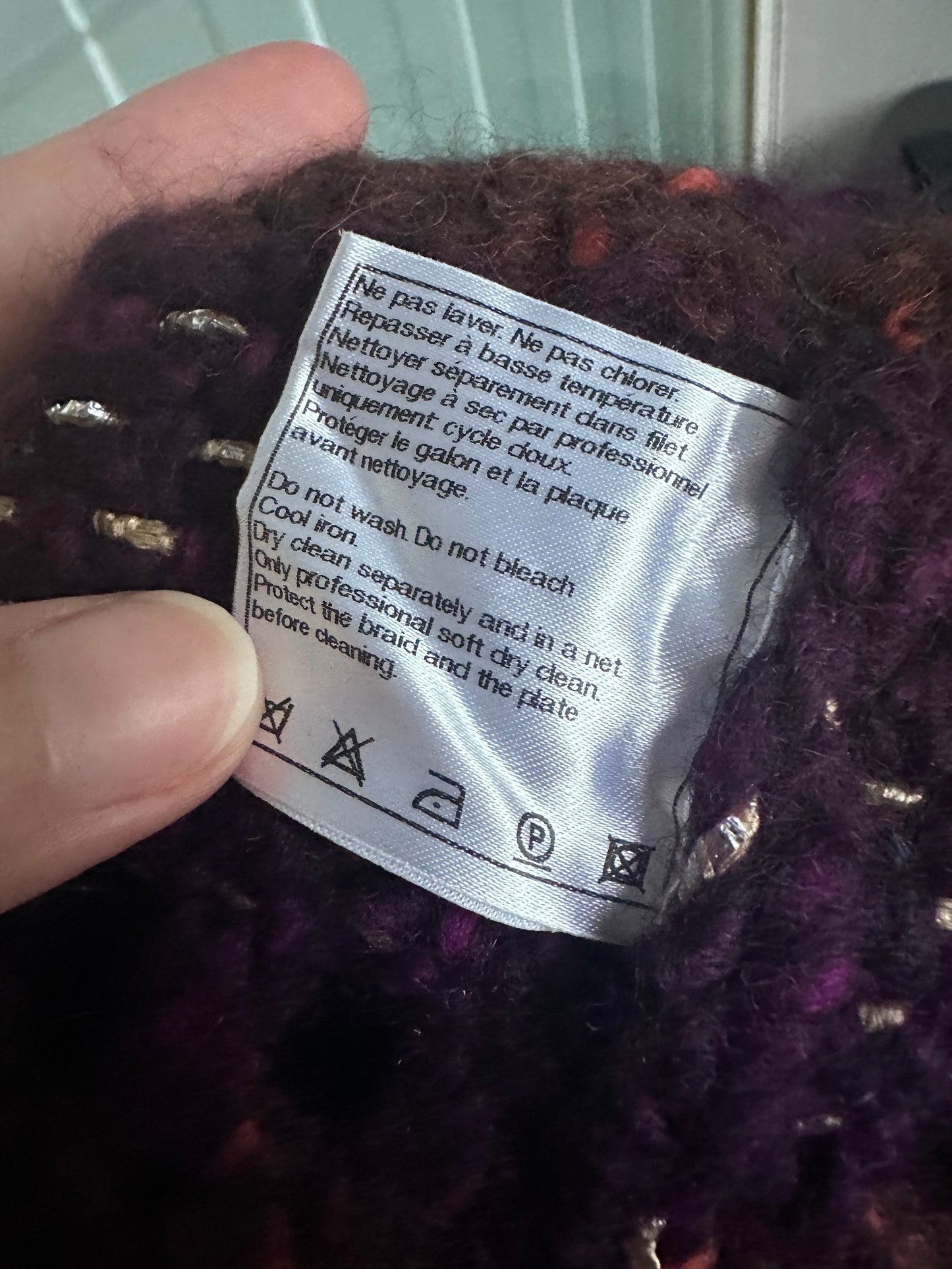 Rare Chanel Egyptian Runway Show Gold Thread Purple Tweed Woven Dress