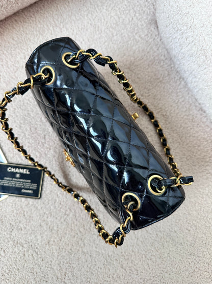 Chanel Vintage Double Face Black Quilted Classic Flap Bag