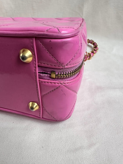Rare Chanel 1995 Barbie Pink Medium Vanity Two Way Bag with Chain
