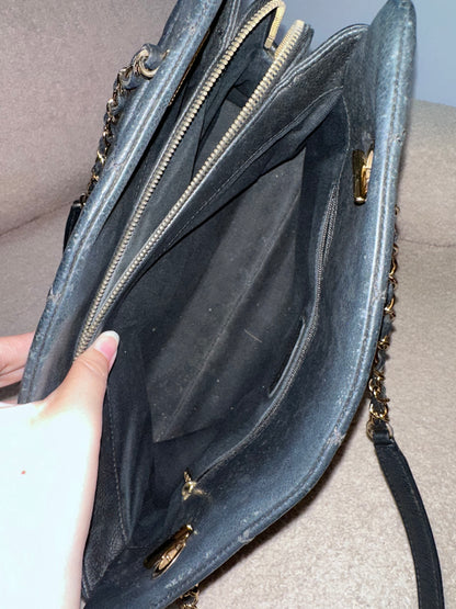 Chanel Caviar Bowling Shoppers Tote Bag - Black Gold Hardware