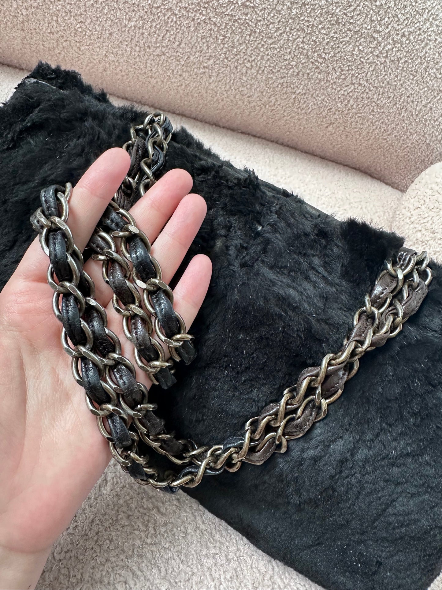 Chanel Archive 2000-2002 Rabbit Fur East West Tote