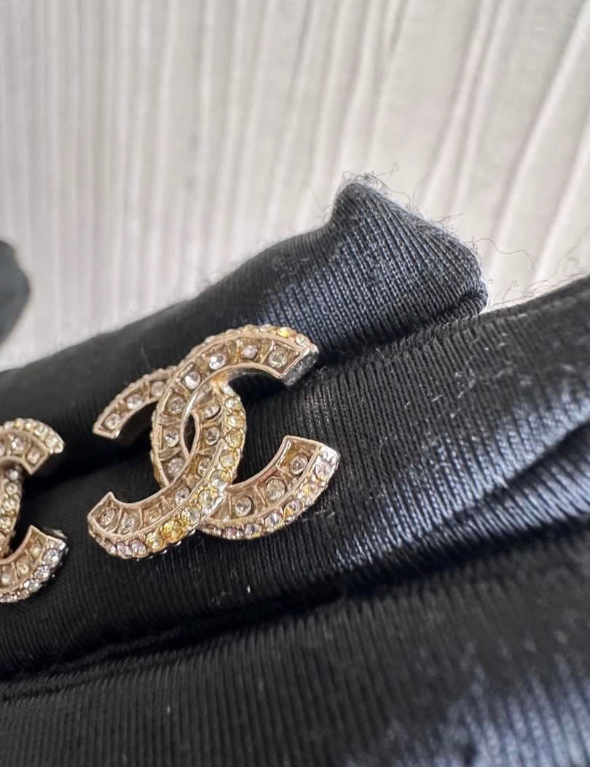 Chanel Large CC Gold Crystal Earrings