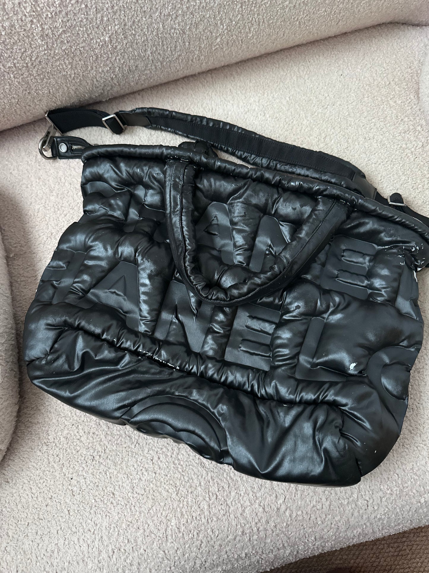 Chanel Large Two-Way Cocoon Bowling Travel Bag Black
