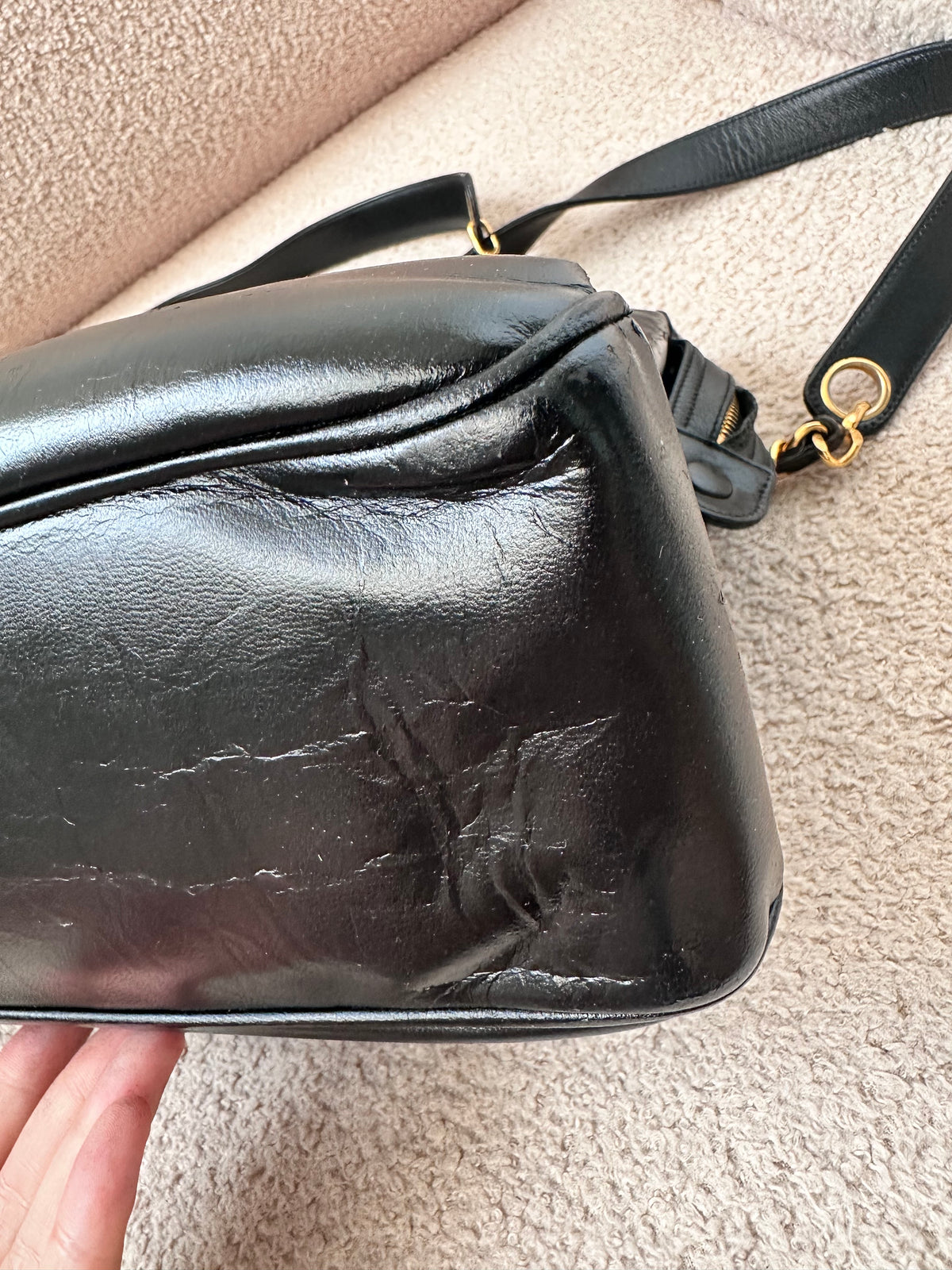 Chanel Vintage CC Logo Shoppers Tote Bag