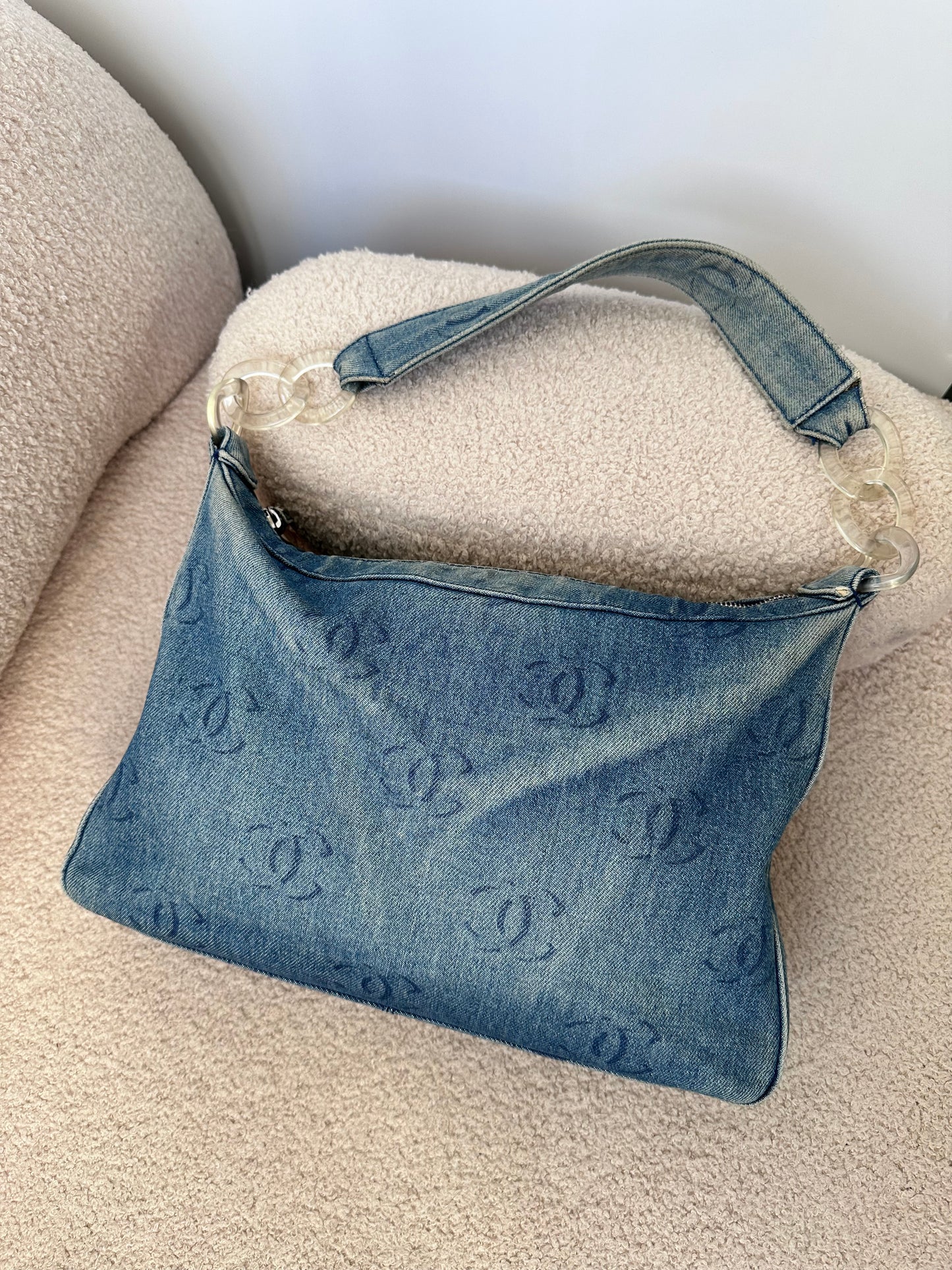Chanel 2002 Large Denim Hobo Shoulder Bag