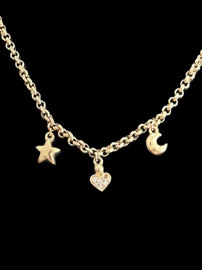 Rare Christian Dior Vintage Gold Plated Charm Necklace