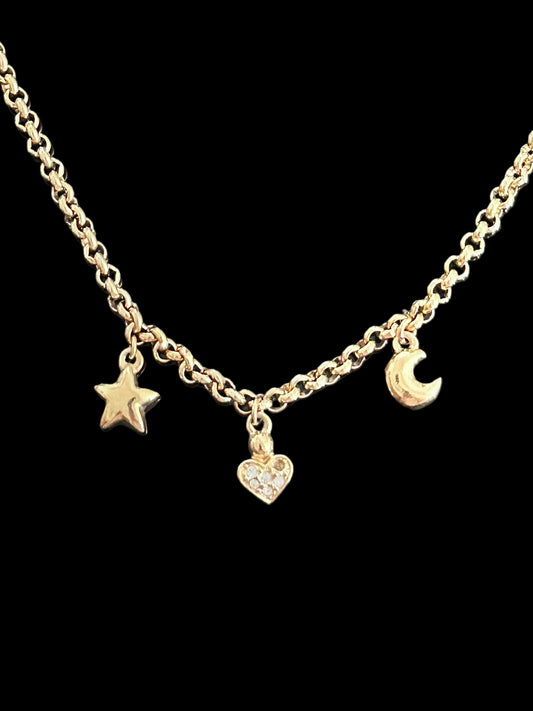 Rare Christian Dior Vintage Gold Plated Charm Necklace