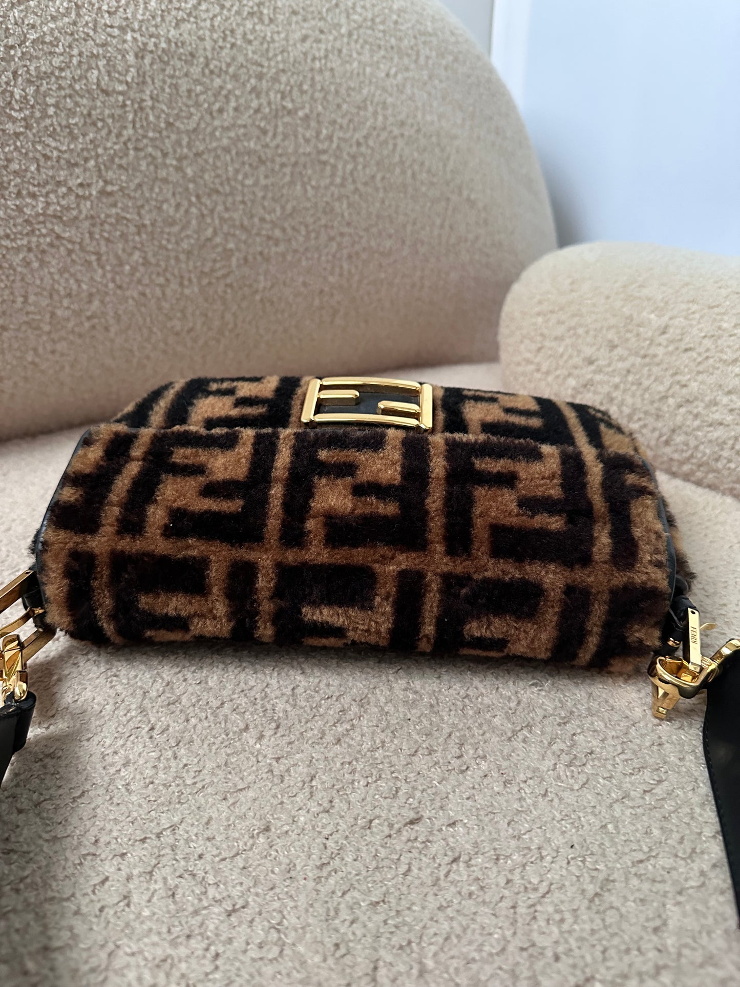 Fendi Shearling Fur Zucca Baguette