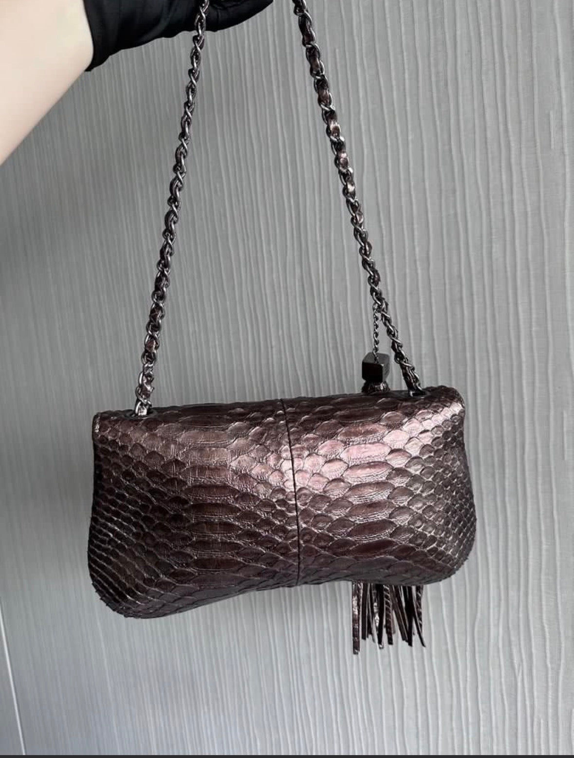 Vintage Chanel East West Python Flap Bag