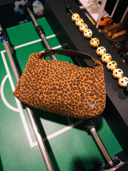 Bottega Vaneta Leopard Print Mini Hobo Top Handle Bag