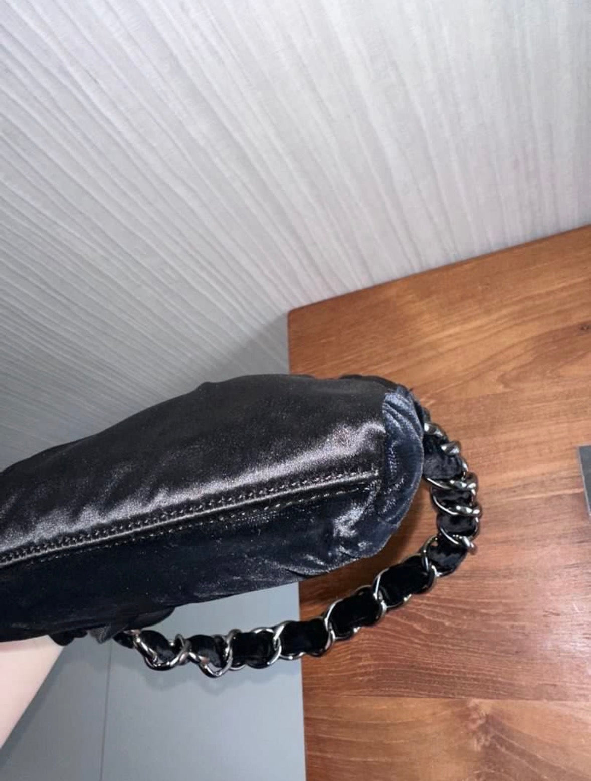 Chanel East West Hobo Mini Velvet Shoulder Bag