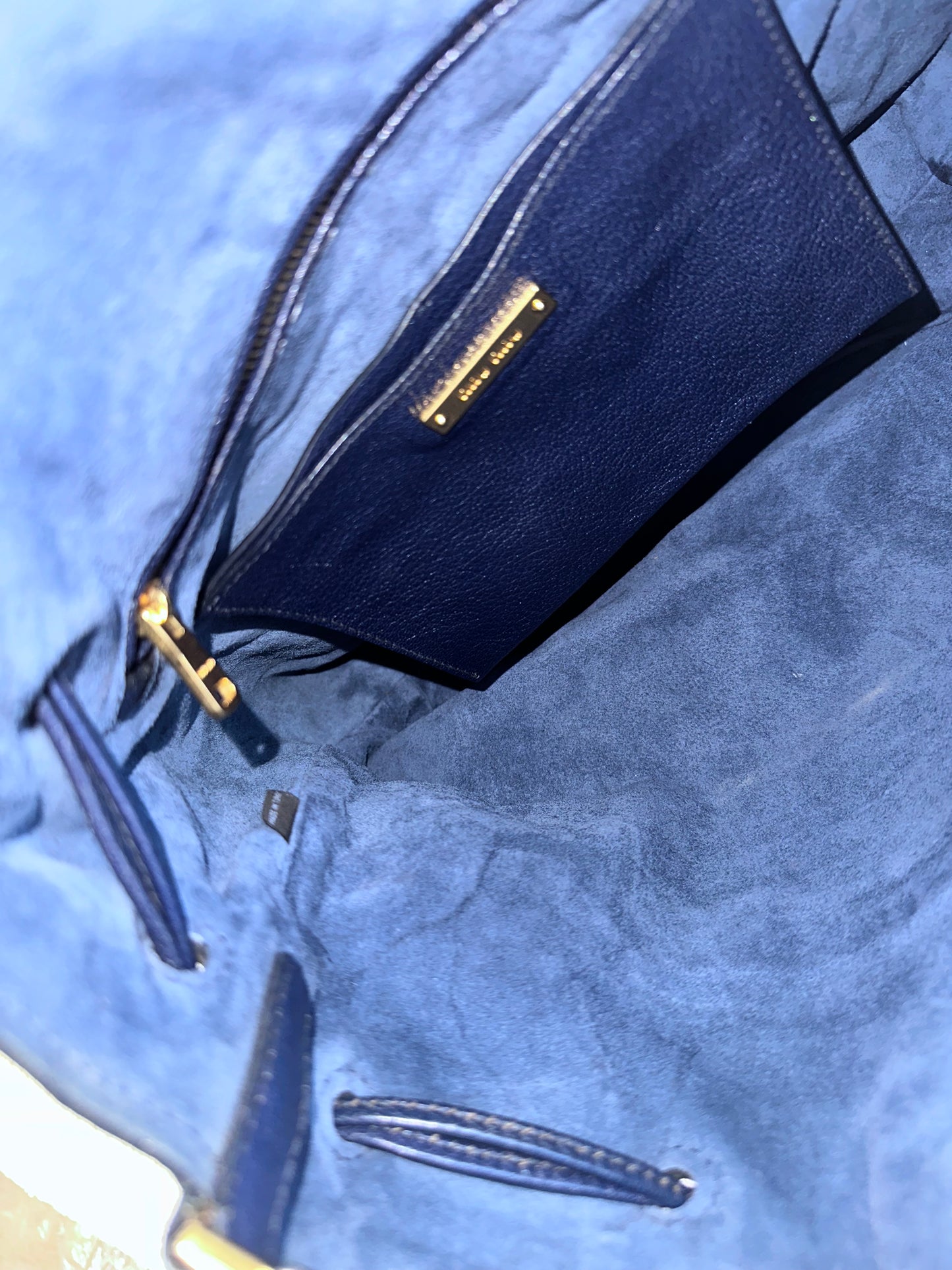 Miu Miu Leather Denim Drawstring Shoulder Bag