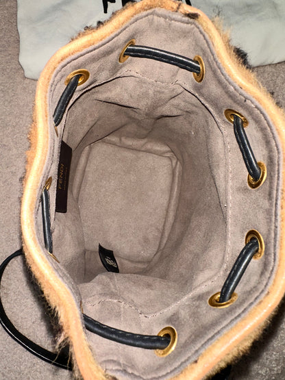 Fendi Mon Tresor FF Monogram Fur Shearling Bucket Bag