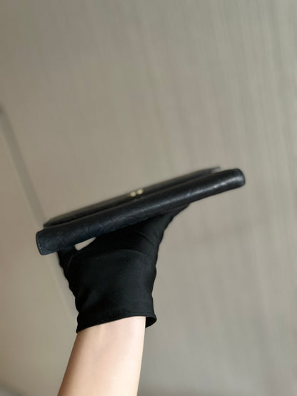 Chanel Large Organiser Long Wallet Camellia CC Black Lambskin