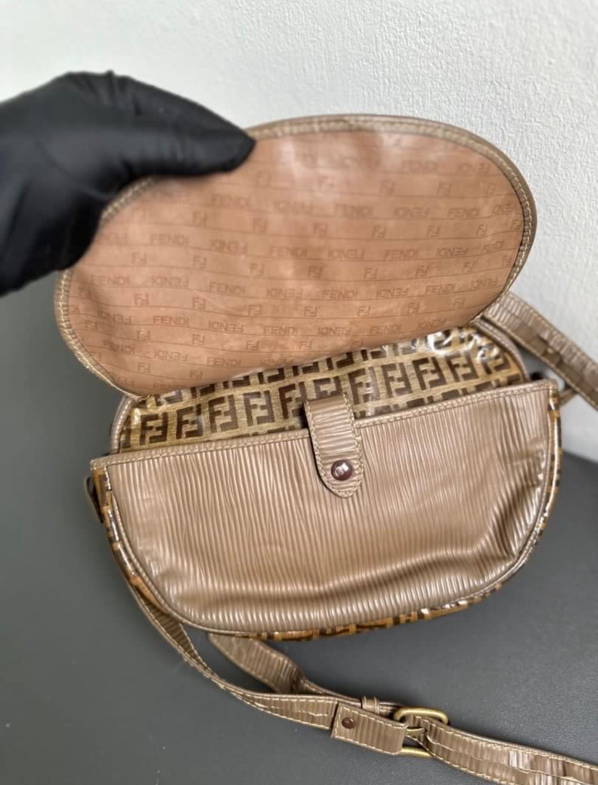 Fendi FF Zucca Zucchino Oval Crossbody Bag