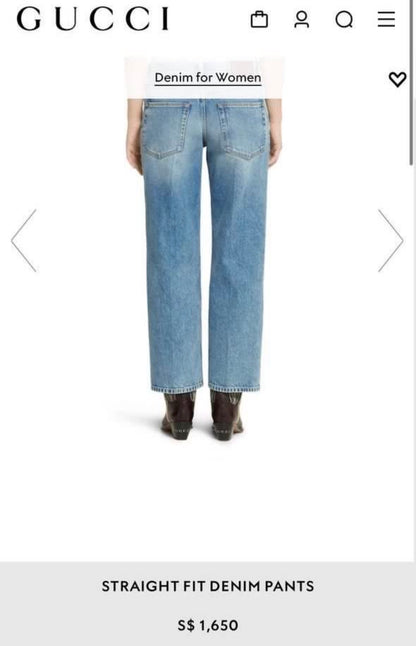 Gucci Denim Straight Fit Jeans - Size 38