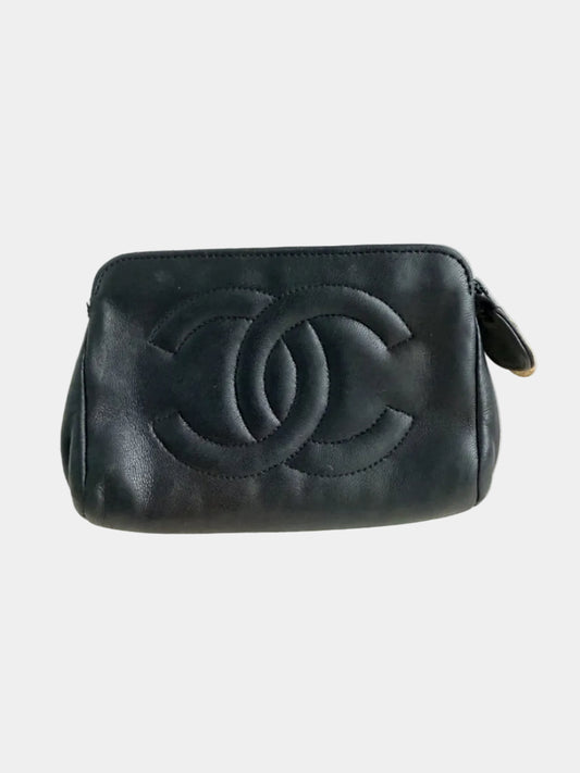 Chanel Vintage Mini Pouch Black Lambskin