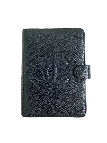 RARE Chanel Black Caviar Passport Holder Agenda
