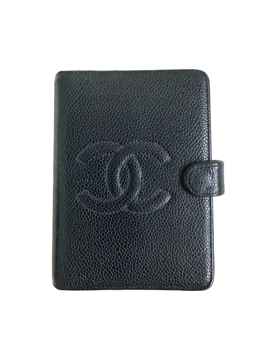 RARE Chanel Black Caviar Passport Holder Agenda