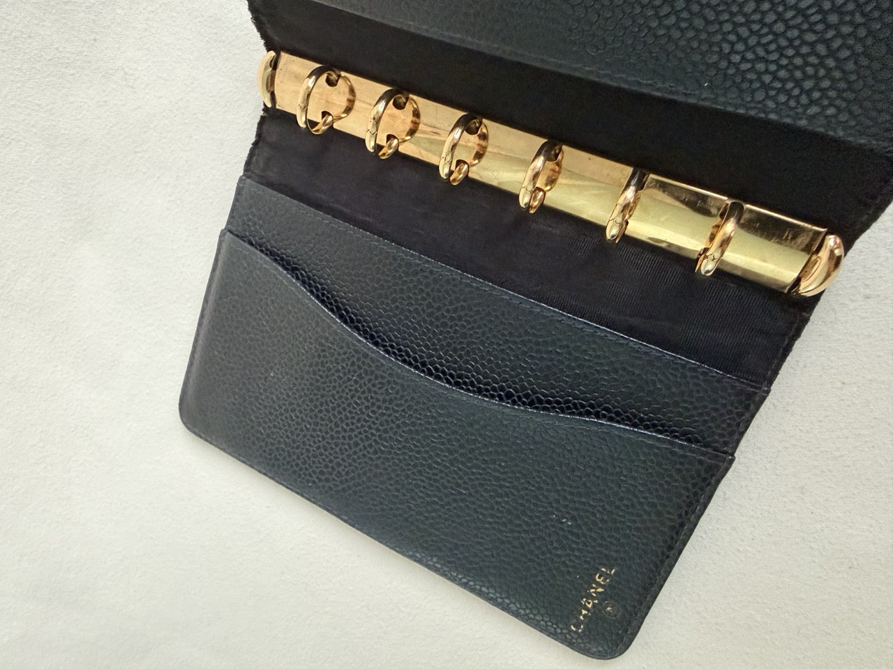 RARE Chanel Black Caviar Passport Holder Agenda