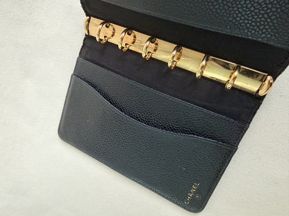 RARE Chanel Black Caviar Passport Holder Agenda