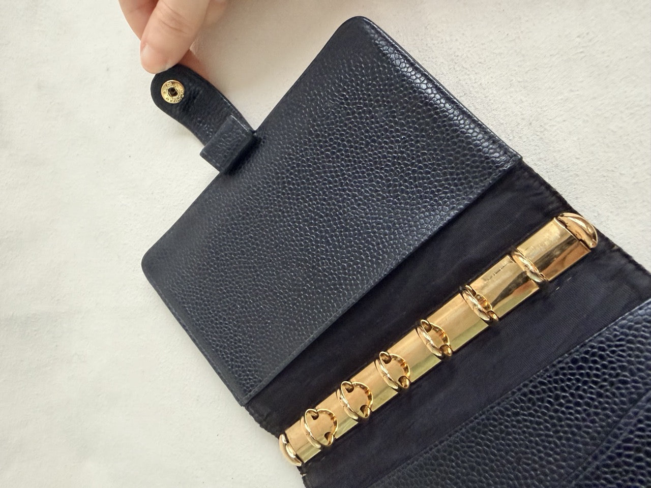 RARE Chanel Black Caviar Passport Holder Agenda