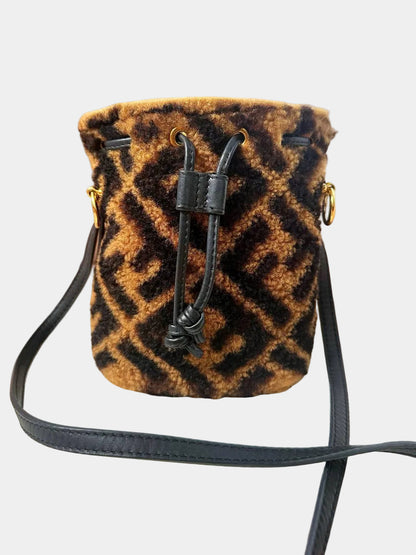 Fendi Mon Tresor FF Monogram Fur Shearling Bucket Bag