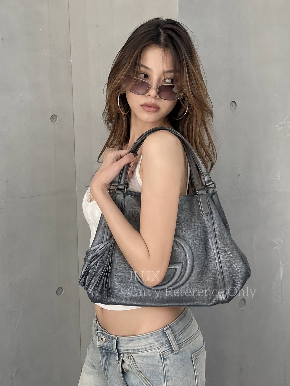 Gucci Large Soho Hobo Shoulder Bag Metallic Grey