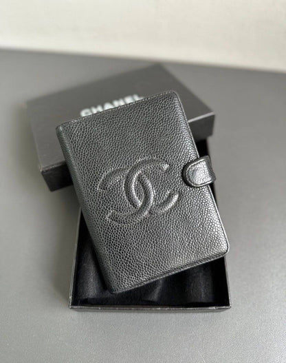 RARE Chanel Black Caviar Passport Holder Agenda