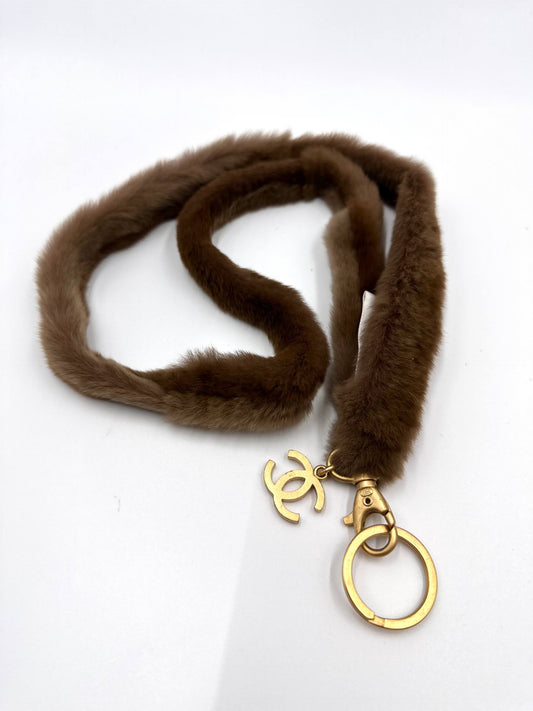 RARE Chanel 2003 Weasel Fur CC Logo Lanyard ｜Bag Charm ★