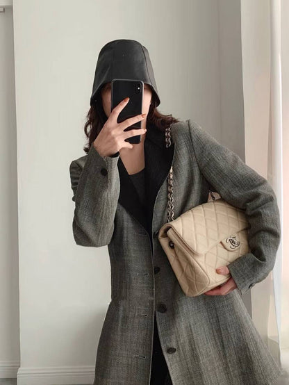 Chanel Large Classic Flap Bag Beige Calfskin