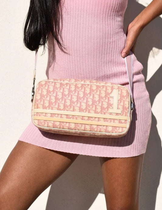 Dior 2003 Pink Trotter Oblique Diorissimo Crossbody Bag
